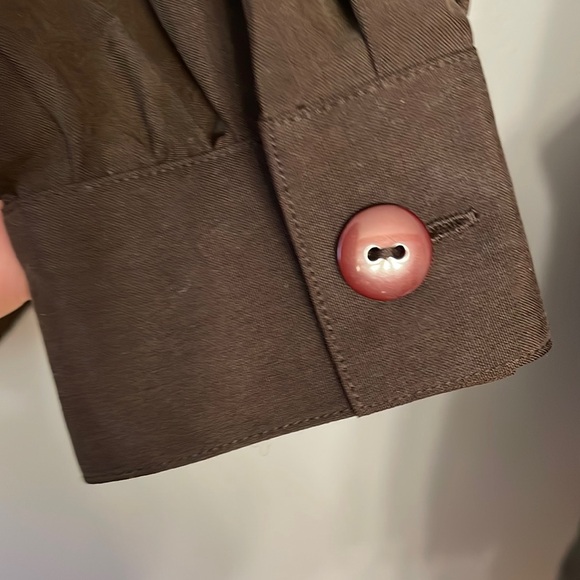 Vintage Brown Silk Button Down size M - Picture 4 of 6